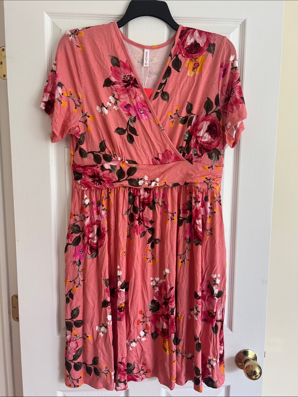 Floral Wrap-Front Pink Women’s Dress